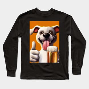 Funny Dog with Beer Long Sleeve T-Shirt